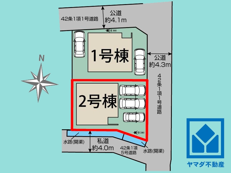 大津市螢谷　1期　2号棟の区画図