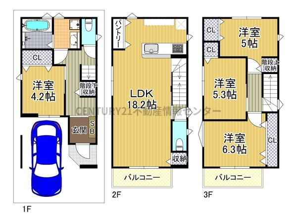 【間取り】 | 八幡屋２丁目　新築戸建