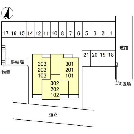 柏崎市松美１丁目のアパートの区画図