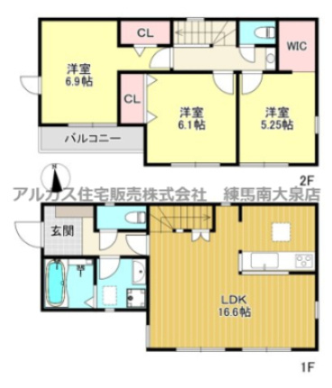 西東京市中町5丁目　新築一戸建　西武新宿線　東伏見の間取り