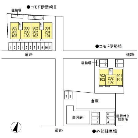 コモド伊勢崎Ⅱの区画図