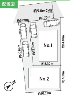 ◇令和7年10月完成予定◇戸塚区小雀町 新築戸建 3890万～4090万円 全2棟の区画図