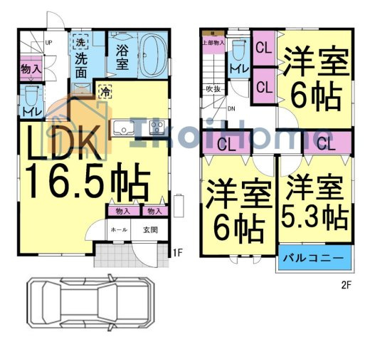 明石市大久保町大窪　中古戸建の間取り|【ホームページに現地動画掲載中】●年中無休：当日予約可●3LDK！収納豊富！２階3部屋使いやすいです