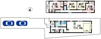 【間取り】 | 中庄1丁目　分譲3区画B号棟