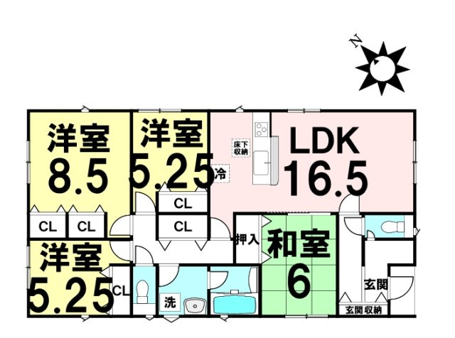 山県郡北広島町今田の新築一戸建の間取り