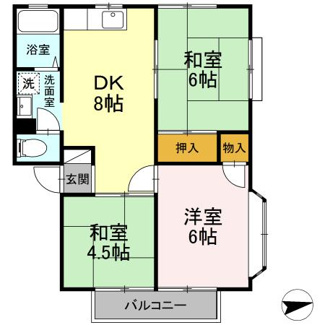 【間取り】 | ガーデン茶山 B棟 | 3DK