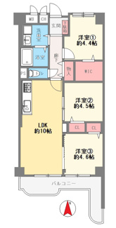 【間取り】 | 立花グリーンハイツ1号棟 | 南向きバルコニーで明るく開放的な３LDKの間取りです！！新婚様からファミリー様まで幅広くおすすめの間取りです！！