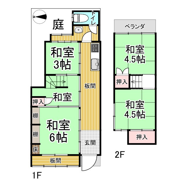 上・東西俵屋町 中古テラスハウスの間取り