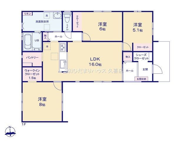 ワイウッドコート加須市多門寺第11期　新築一戸建て　03の間取り|大容量SICで散らかりがちな玄関もすっきり片付きます♪