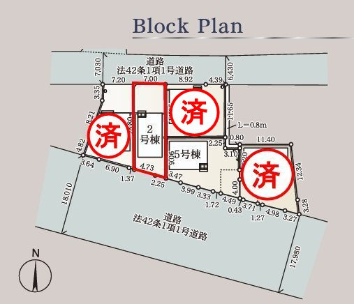 郡山市大槻町字三角田　　　２号棟　　　大槻小学校、大槻中学区の外観|南西側から見た外観
