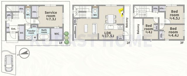 長岡京市友岡西畑　新築戸建の間取り