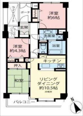 【間取り】 | 志木北野マンション | ３LDK