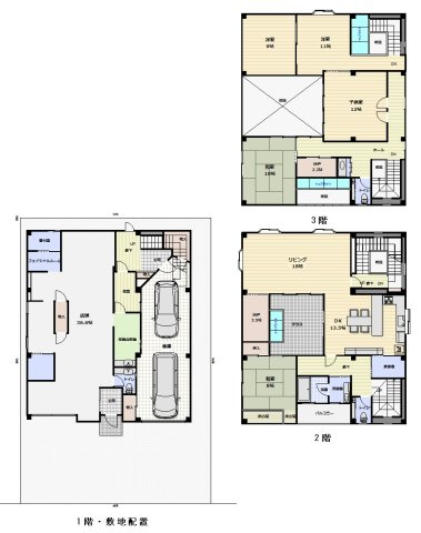 安来町鉄骨造３階建建店舗付住宅の間取り|店舗付き住宅になります。プライベート空間を満喫できる設計になります。