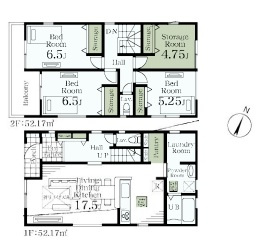 さいたま市北区吉野町　第2　新築一戸建て　リーブルガーデン　02の間取り|さいたま市北区吉野町　第2　新築一戸建て　リーブルガーデン　02、3SLDK、土地面積105.54m2、建物面積104.34m2