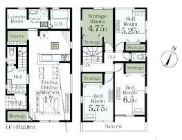 さいたま市北区吉野町　第2　新築一戸建て　リーブルガーデン　04の間取り|さいたま市北区吉野町　第2　新築一戸建て　リーブルガーデン　04、3SLDK、土地面積130.43m2、建物面積100.60m2