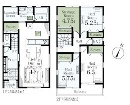 さいたま市北区吉野町　第2　新築一戸建て　リーブルガーデン　05の間取り|さいたま市北区吉野町　第2　新築一戸建て　リーブルガーデン　05、3SLDK、土地面積129.73m2、建物面積101.43m2