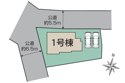 【区画図】 | 瀬谷区北新新築戸建【長期優良住宅/土地約57坪＋北西角地/駐車並列2台＋南庭/耐震等級3＋制震】 | 敷地面積約57坪と広い土地の為、カースペース並列2台可で、また南庭がついております。まさに理想的な敷地のお住まいです。