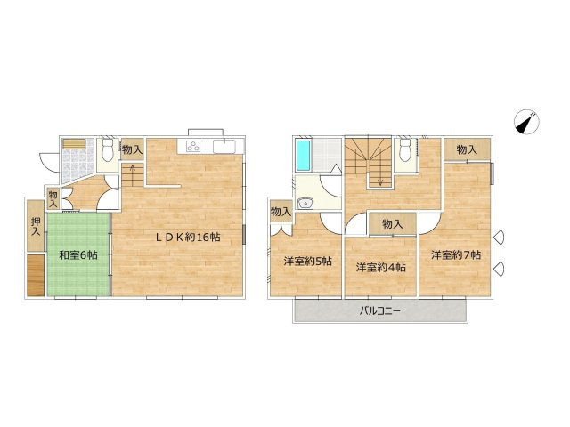 【間取り】 | 筑紫野市美しが丘南４丁目　戸建て | 大家族でもゆったり暮らせる4LDKです。収納が充実しているので居住スペースをすっきりと使えます