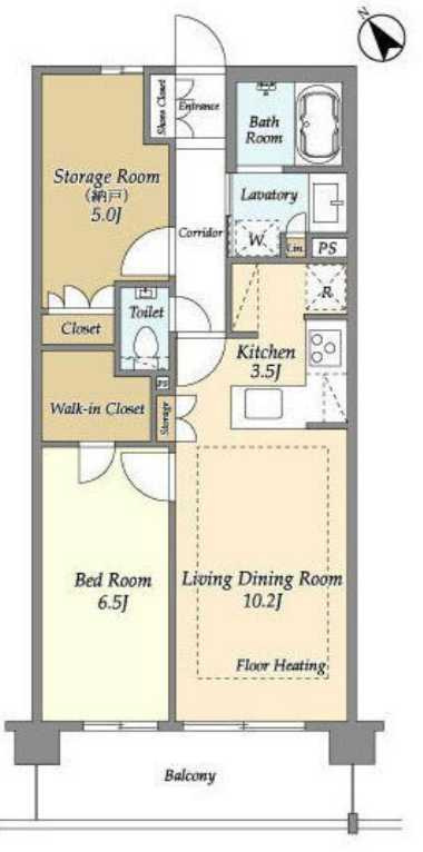 センチュリー尾山台グレイス　礼金０　ネット無料　床暖房の間取り