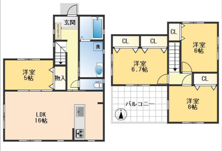 茨木市目垣1丁目　新築戸建の間取り