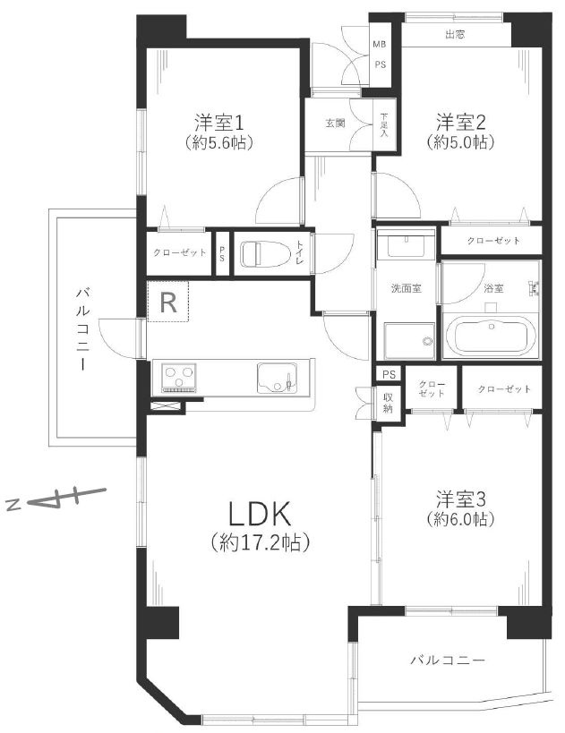 ルアンジュ本厚木の間取り|間取図「ルアンジュ本厚木　301号室」