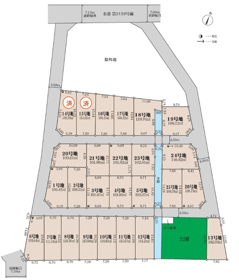 【土地図】 | 志木市中宗岡1丁目　建築条件付売地　全26区画　(志木本店) | 全26区画の大型開発分譲地内につき住環境良好です。
※当物件は24号地です。