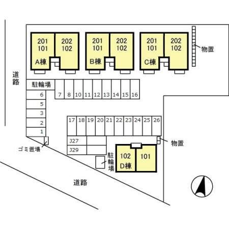 柏崎市三和町のアパートの区画図