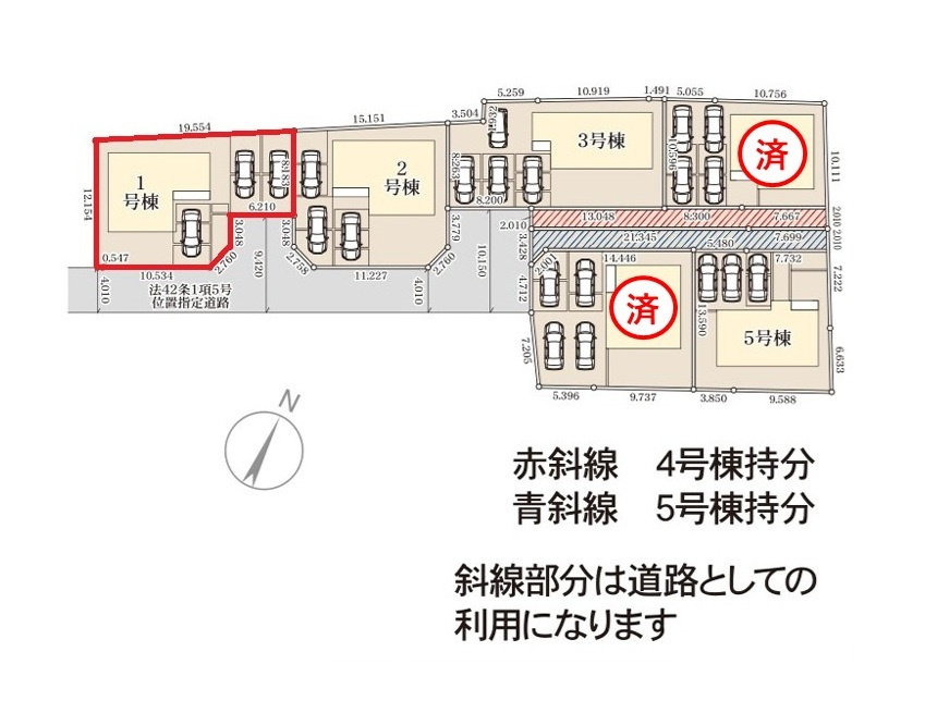 リーブルガーデン  水戸見川　12期　1の区画図|南東側道路で日当たり良好。駐車３台可能です。