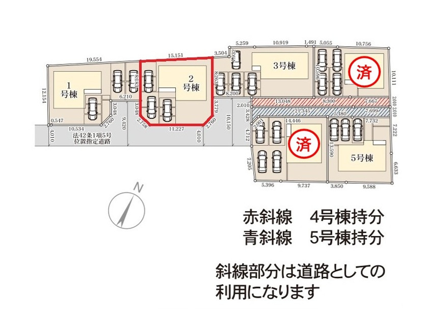 リーブルガーデン  水戸見川　12期　2の区画図|南東側道路で日当たり良好。駐車３台可能です。