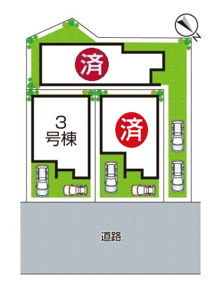 八幡市八幡山田　第3期　新築一戸建ての区画図|全3区画
