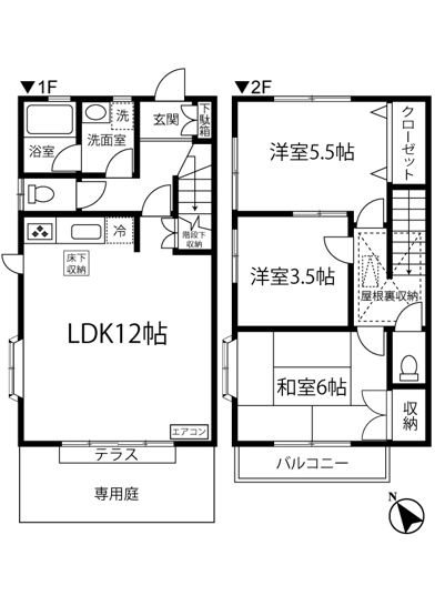 【間取り】 | 小泉テラスB | 和室と洋室のある3LDKタイプ☆小さなお子様がいるファミリーさんにも良いですね！なんと言っても最上階・角部屋・二面採光なのが嬉しい♪
