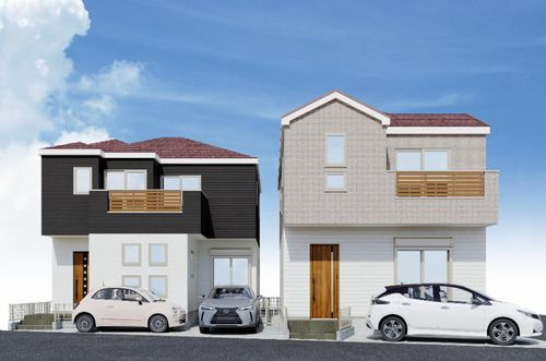 【外観】 | 【仲介手数料０円】茅ヶ崎市南湖4期　新築一戸建て　全2棟 | 外観パース　茅ヶ崎市南湖4期　新築一戸建て　全2棟