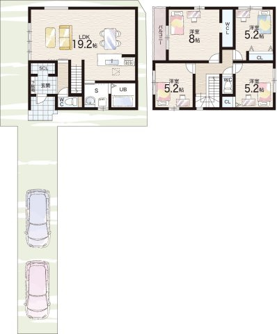 柏原市大県　第2期　新築一戸建ての間取り|2号地