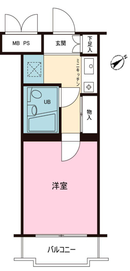 【間取り】 | クリオ矢部１番館 | 1Kは、キッチンと居室が分かれているため、生活空間にメリハリをつけられますね。料理の臭いが気になりにくく、来客時にもプライベート空間を確保しやすい点が魅力ですね。一人暮らしでも快適な生活を送れますよ。