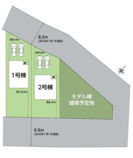 郡山市片平町釜場　新築分譲住宅　1号棟の区画図|1号棟