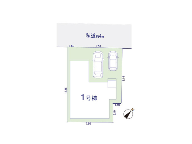 【区画図】 | 西東京市住吉町1丁目　新築一戸建住宅　全1棟　(保谷店) | ご夫婦でお車をお持ちの方も嬉しい2台分のカースペース付き(車種による)
並列駐車が可能なので、出し入れもしやすいです！