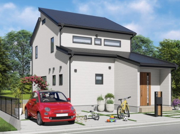 鹿沼市千渡　売地の外観パース|ハピママ～がんばるママのために。ママが喜ぶアイディアを詰め込んだプラン♪
【33N3.5C】
建物価格1，504.8万円、建物面積65.41㎡