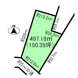つくば市上原　１５０坪の敷地の土地図