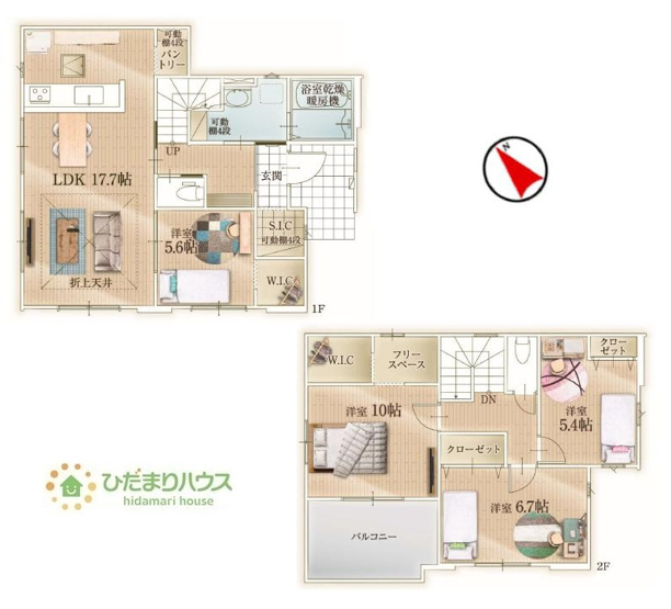 【間取り】 | 我孫子市都2期　新築戸建 | パントリー完備で散らかりがちなキッチン回りもラクラクお片付けできちゃいます！