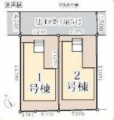 【駅近じゃないとダメですか？】バス便だから叶う、この広さと静けさ。17帖LDKのゆとりある暮らし★仲介手数料無料★の区画図|全2棟の整った分譲地。敷地面積にゆとりがあり、隣棟との間隔も確保されています。カースペースもあり、開放感とプライバシー性を兼ね備えた配置です。