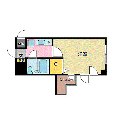 神戸市中央区浜辺通６丁目の賃貸マンションの間取り