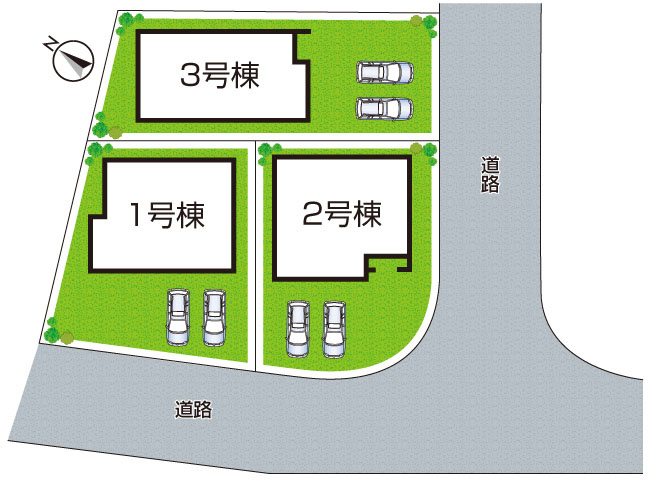 近江八幡市音羽町　新築一戸建ての区画図|全3区画