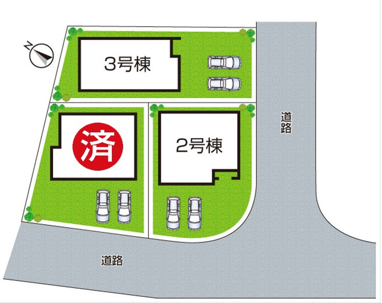 近江八幡市音羽町　新築一戸建ての区画図|全3区画