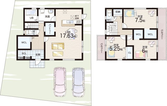 近江八幡市音羽町　新築一戸建ての間取り|1号地