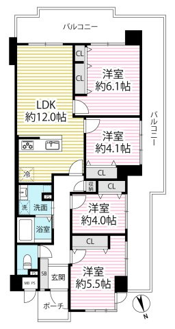◆２０２５年７月リフォーム完了◆最上階の４ＬＤＫ◆３沿線３駅利用可能◆朝日プラザ桃山東の間取り