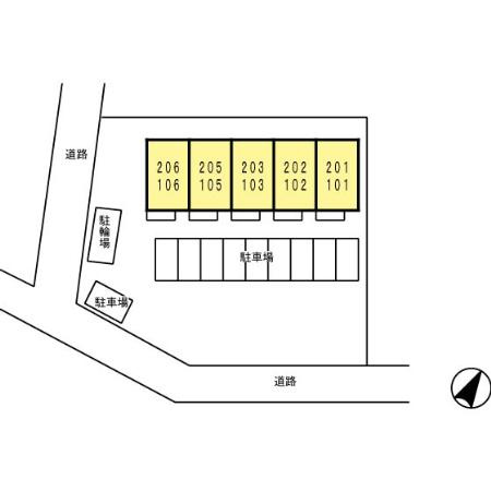 菊池郡菊陽町武蔵ヶ丘北３丁目のアパートの区画図