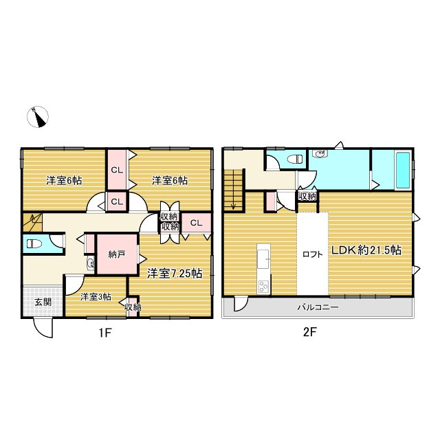西条市周布892-5　中古住宅の間取り|4LDKに納戸（S）を加えた、収納力と部屋数のバランスが取れた設計。家族それぞれの時間を大切にしながら、LDKで集う喜びを感じられる。トイレ2ヶ所など、現代の暮らしにフィットする機能的な配置。