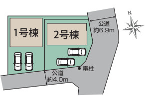 三島市谷田　新築戸建　全2棟　1号棟の区画図