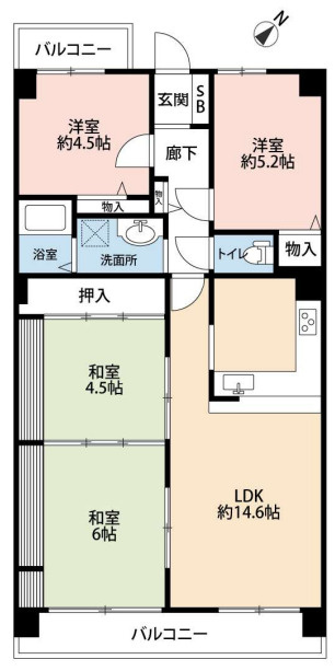 メゾンドール明石山ノ手台Ｂ棟の間取り