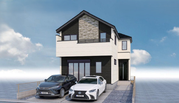 中野区上鷺宮5丁目　太陽光パネル標準設置　ZEH水準住宅の外観パース